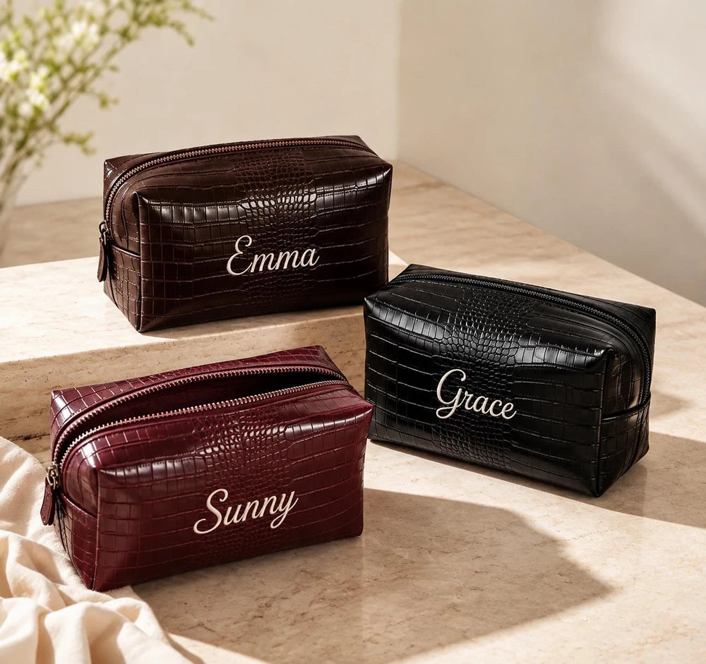 Personalized Faux Leather Cosmetic Bag