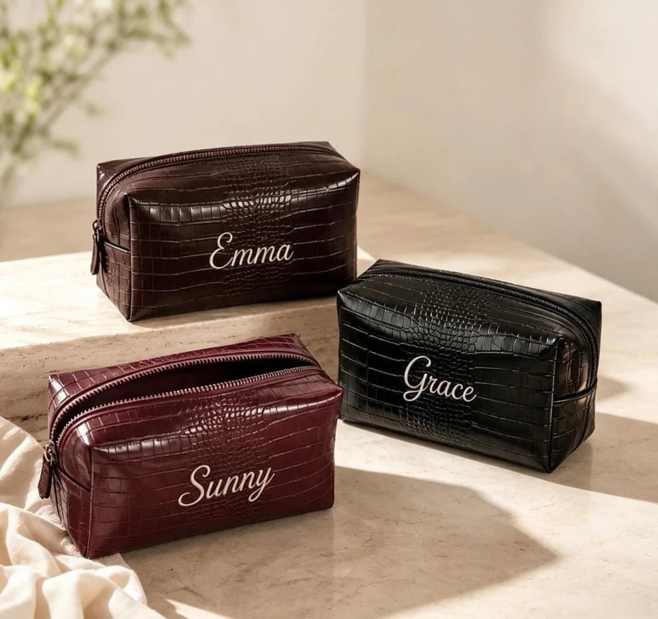 Personalized Faux Leather Cosmetic Bag