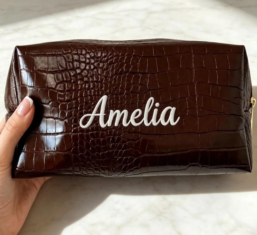 Personalized Faux Leather Cosmetic Bag