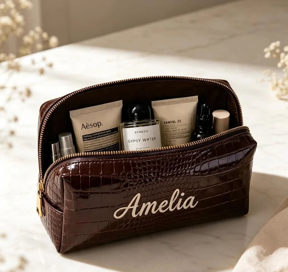 Personalized Faux Leather Cosmetic Bag