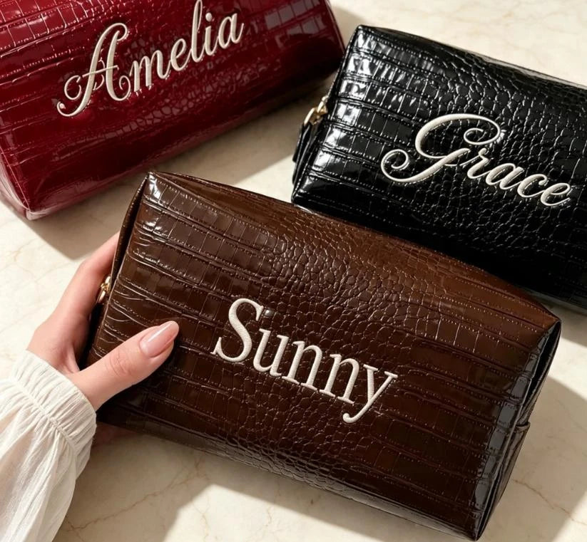 Personalized Faux Leather Cosmetic Bag