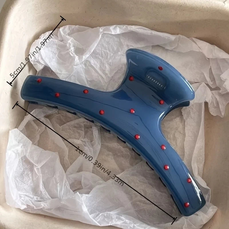 Vintage Blue Polka Dot Bow Hair Claw