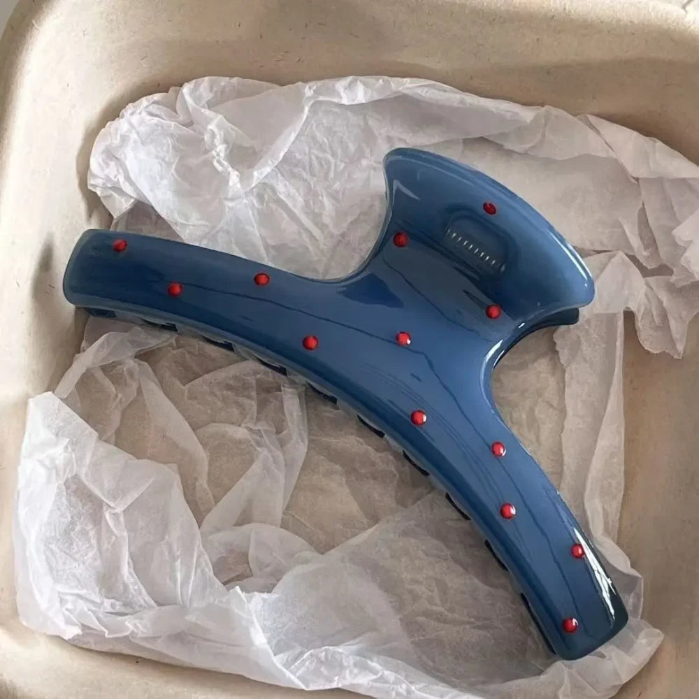 Vintage Blue Polka Dot Bow Hair Claw